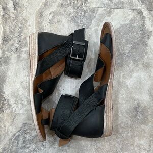 Free People Black Sandals with Crisscross Straps